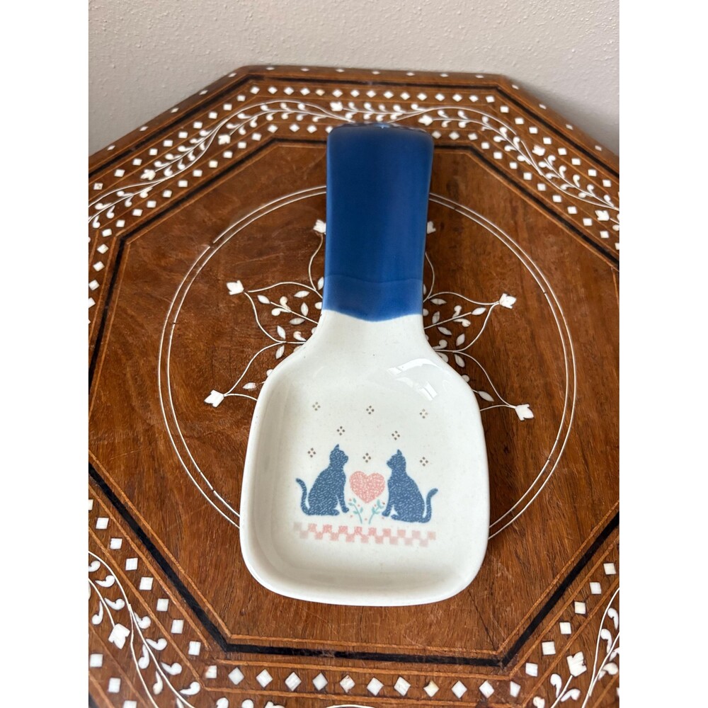 Vintage Otagiri Ceramic Spoon Rest Cats Heart Farmhouse